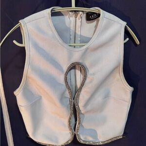 AKIRA Light Blue Embellished Tank Top